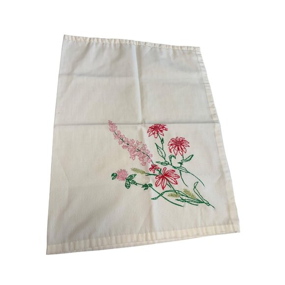 Vintage Hand-Embroidered Floral Pillow Cover - Picture 1 of 12